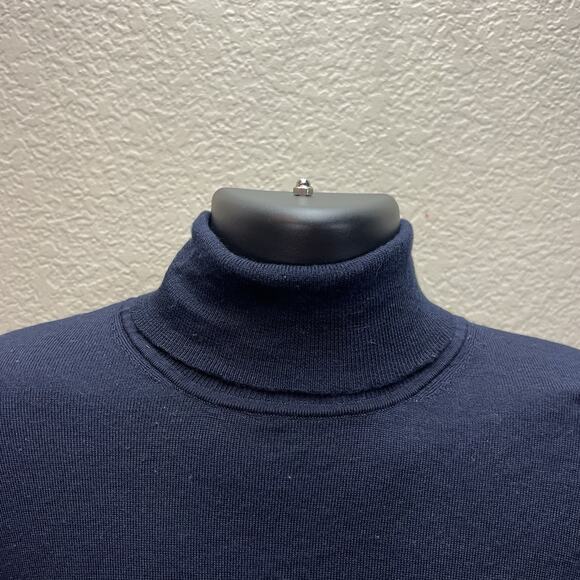 Uniqlo Mens L Navy Blue 100% Wool Blend Knit Pullover Sweater - Picture 6 of 8